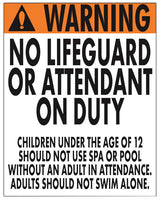 Oklahoma No Lifeguard Warning Sign (12 Years and Under) - 24 x 30 Inches on Styrene Plastic