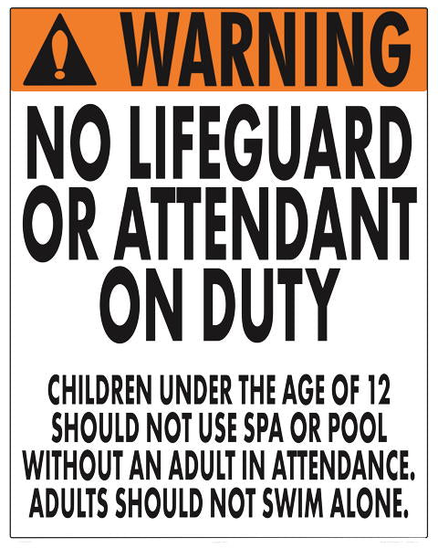 Oklahoma No Lifeguard Warning Sign (12 Years and Under) - 24 x 30 Inches on Heavy-Duty Aluminum