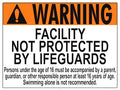 Illinois Facility Not Protected by Lifeguards Sign - 24 x 18 Inches on Styrene Plastic