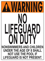 Wyoming No Lifeguard (8 Years and Under) - 18 x 24 Inches on Styrene Plastic