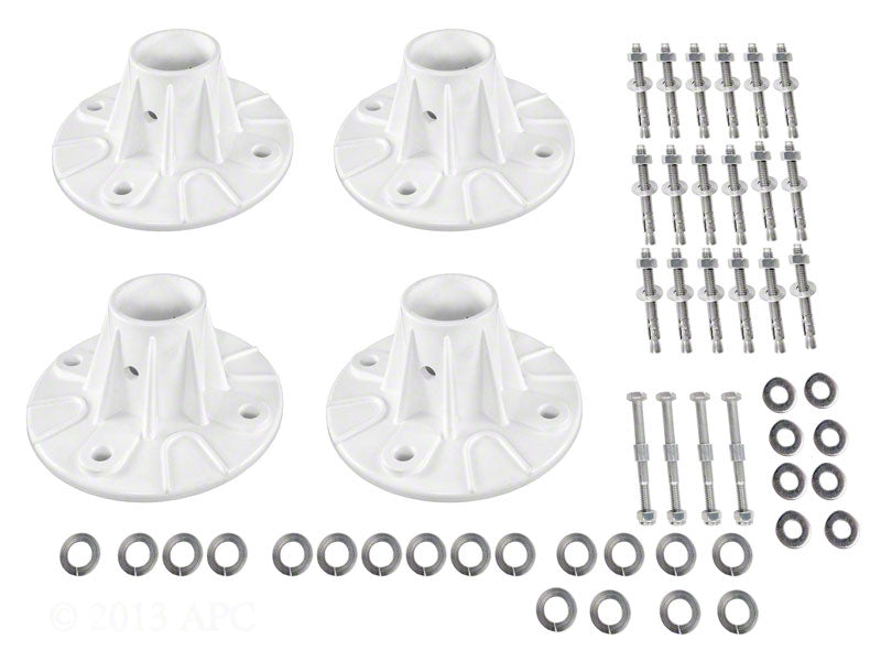 Plastic Deck-Mounted Anchor Flange Kit for 1.90 Inch O.D. - Set of 4 Flanges With Hardware