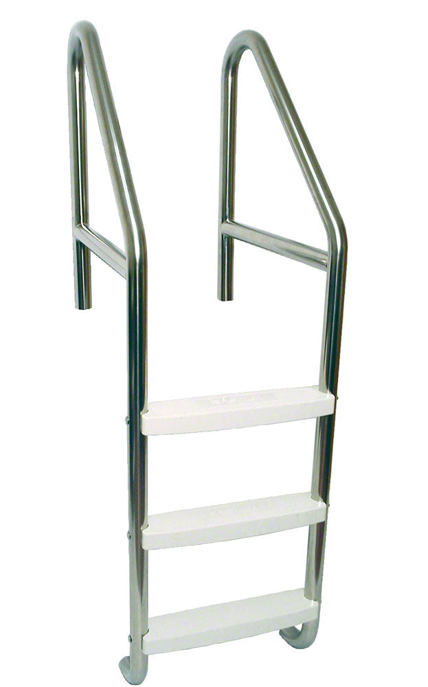 3-Step 32 Inch Wide Dade Economy Cross-Braced Ladder 1.90 x .049 Inch Marine Grade - Plastic Treads