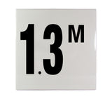 1.3 M Ceramic Smooth Tile Depth Marker 6 Inch x 6 Inch with 4 Inch Lettering