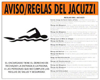 Spa Warnings and Regulations Sign With Graphic in Spanish - 30 x 24 Inches on Styrene Plastic
