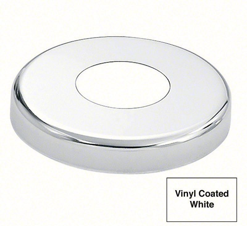 Stainless Steel Round Escutcheon Plate - 1.90 Inch O.D. - Vinyl Coated White