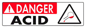 Danger Acid Sign - 18 x 6 Inches on Heavy-Duty Aluminum