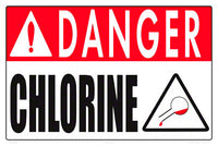 Danger Chlorine Sign - 18 x 12 Inches on Styrene Plastic