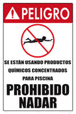 Danger Strong Pool Chemicals Sign in Spanish - 12 x 18 Inches on Styrene Plastic