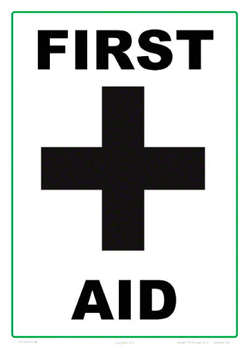 First Aid Sign - 10 x 14 Inches on White Vinyl