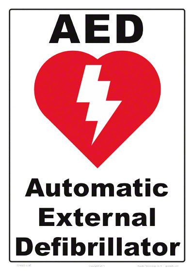 AED Sign - 10 x 14 Inches on Heavy-Duty Aluminum