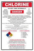 Chlorine Danger Instruction Sign - 12 x 18 Inches on Adhesive Vinyl