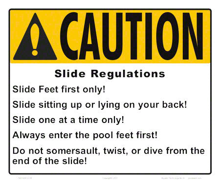 Michigan/New Jersey Pool Slide Rules Sign - 12x10 Inch