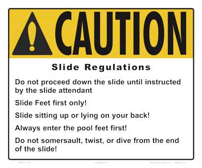 Illinois Slide Regulations Caution Sign - 12 x 10 Inches on Heavy-Duty Aluminum
