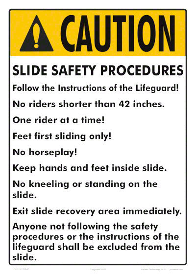 Arizona Slide Safety Procedures Caution Sign - 10 x 14 Inches on Styrene Plastic
