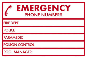 Emergency Phone Numbers Sign - 18 x 12 Inches on Styrene Plastic