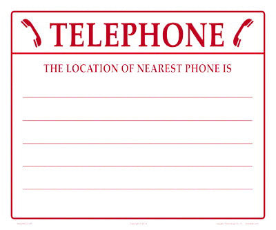 Telephone Nearest Location Sign - 12 x 10 Inches on Heavy-Duty Aluminum (Customize or Leave Blank)