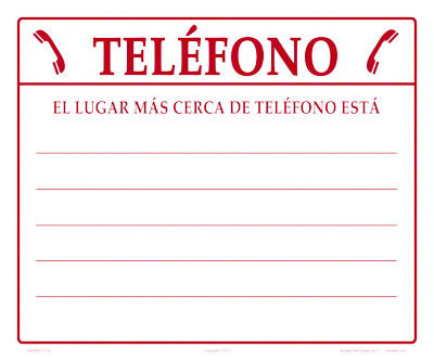 Telephone Nearest Location Sign - 12 x 10 on Heavy-Duty Aluminum in Spanish (Customize or Leave Blank)
