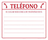 Telephone Nearest Location Sign - 12 x 10 on Heavy-Duty Aluminum in Spanish (Customize or Leave Blank)