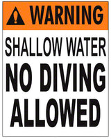 Shallow Water No Diving Warning Sign - 24 x 30 Inches on Heavy-Duty Aluminum