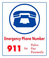Emergency Phone Number 911 Sign - 10 x 12 Inches on Heavy-Duty Aluminum