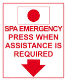 Spa Emergency Sign - 10 x 12 Inches on Heavy-Duty Aluminum