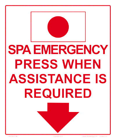 Spa Emergency Sign - 10 x 12 Inches on Styrene Plastic
