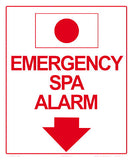 Emergency Spa Alarm Sign - 10 x 12 Inches on Styrene Plastic