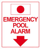 Emergency Pool Alarm Sign - 10 x 12 Inches on Styrene Plastic