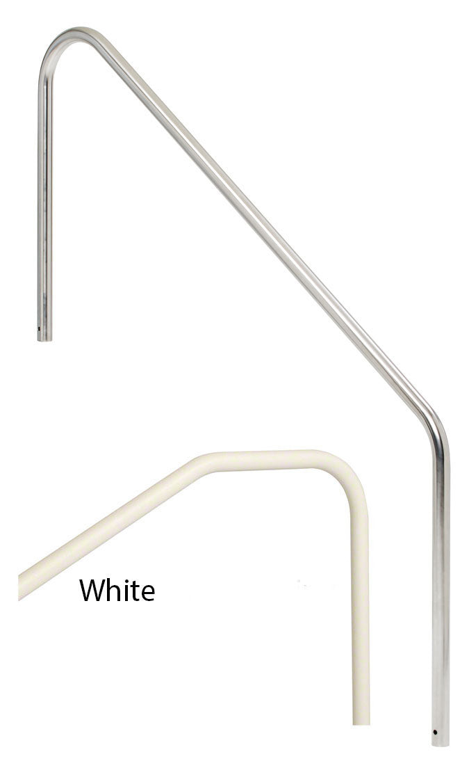 Stair Mounted 2-Bend 5 Foot Pool Hand Rail - 1.90 x .049 Inches - Powder Coated White