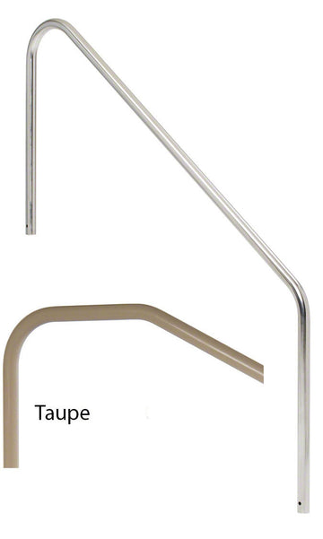 Stair Mounted 2-Bend 5 Foot Pool Hand Rail - 1.90 x .049 Inches - Powder Coated Taupe