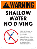 Shallow Water No Diving Warning Sign - 18 x 24 Inches on Heavy-Duty Aluminum