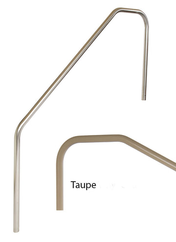 Stair Mounted 3-Bend 4 Foot Pool Hand Rail - 1.90 x .049 Inches - Powder Coated Taupe
