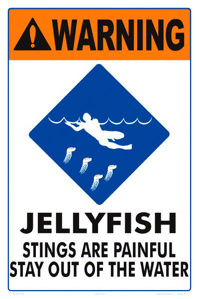 Jellyfish Warning Sign - 12 x 18 Inches on Heavy-Duty Aluminum