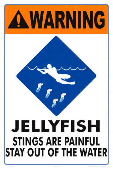 Jellyfish Warning Sign - 12 x 18 Inches on Styrene Plastic