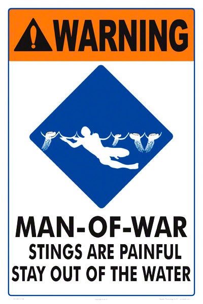 Man-Of-War Warning Sign - 12 x 18 Inches on Styrene Plastic