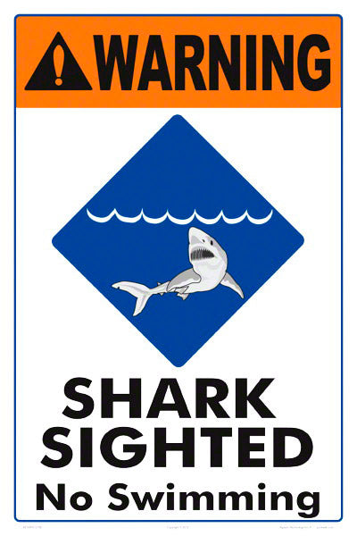 thumbnail image 2 of Warning Sharks Sign - Durable Pool, Boat, Or Fishing Sign By Sign Chicken 2 of 4