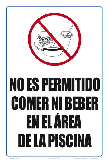 No Food or Beverages Allowed Sign in Spanish - 8 x 12 Inches on Heavy-Duty Aluminum