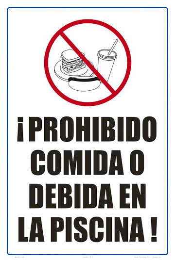 No Food or Beverages Allowed Sign in Spanish - 12 x 18 Inches on Styrene Plastic