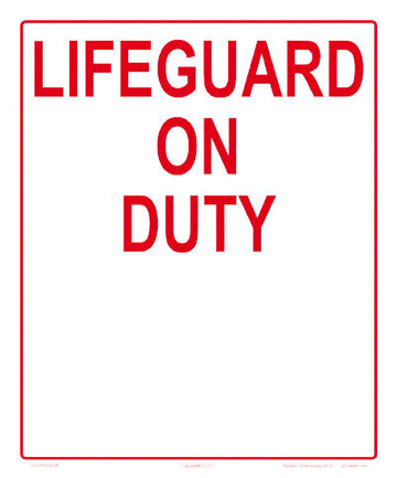 Lifeguard on Duty Write-on Sign - 10 x 12 Inches on Heavy-Duty Aluminum