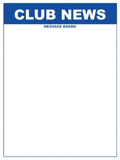Club News Write-on Sign - 18 x 24 Inches on Styrene Plastic