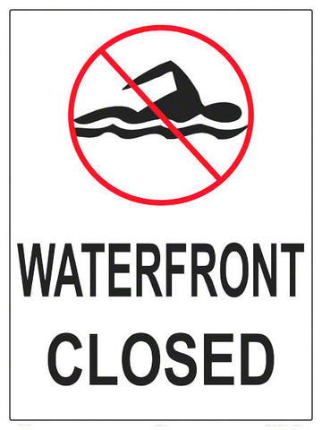 Waterfront Closed Sign - 18 x 24 Inches on Heavy-Duty Aluminum