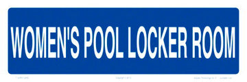 Women's Pool Locker Room Sign - 12 x 04 Inches on Styrene Plastic