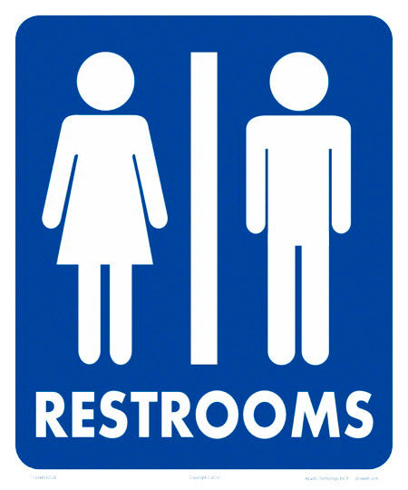 Restrooms With Graphics Sign - 10 x 12 Inches on Heavy-Duty Aluminum