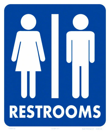 Restrooms With Graphics Sign - 10 x 12 Inches on Styrene Plastic