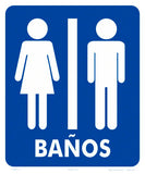 Restrooms With Graphics Sign in Spanish - 10 x 12 Inches on Styrene Plastic
