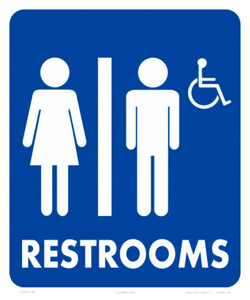 Restrooms/Wheelchair Accessible Sign - 10 x 12 Inches on Heavy-Duty Aluminum