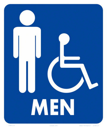 Men/Wheelchair Accessible Sign With Graphics - 10 x 12 Inch on Vinyl Stick-on