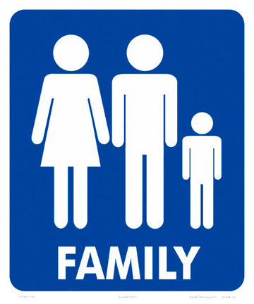 Family Restroom With Graphics Sign - 10 x 12 Inch on Vinyl Stick-on