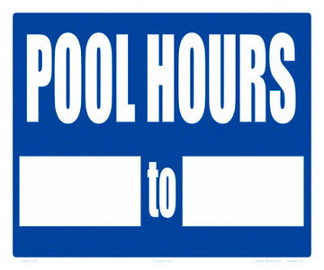 Pool Hours (Plain) Sign - 12 x 10 Inches on Styrene Plastic (Customize or Leave Blank)