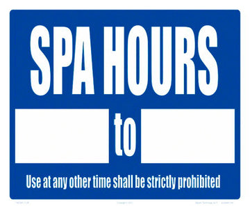 Spa Hours Sign - 12 x 10 Inch on Vinyl Stick-on (Customize or Leave Blank)